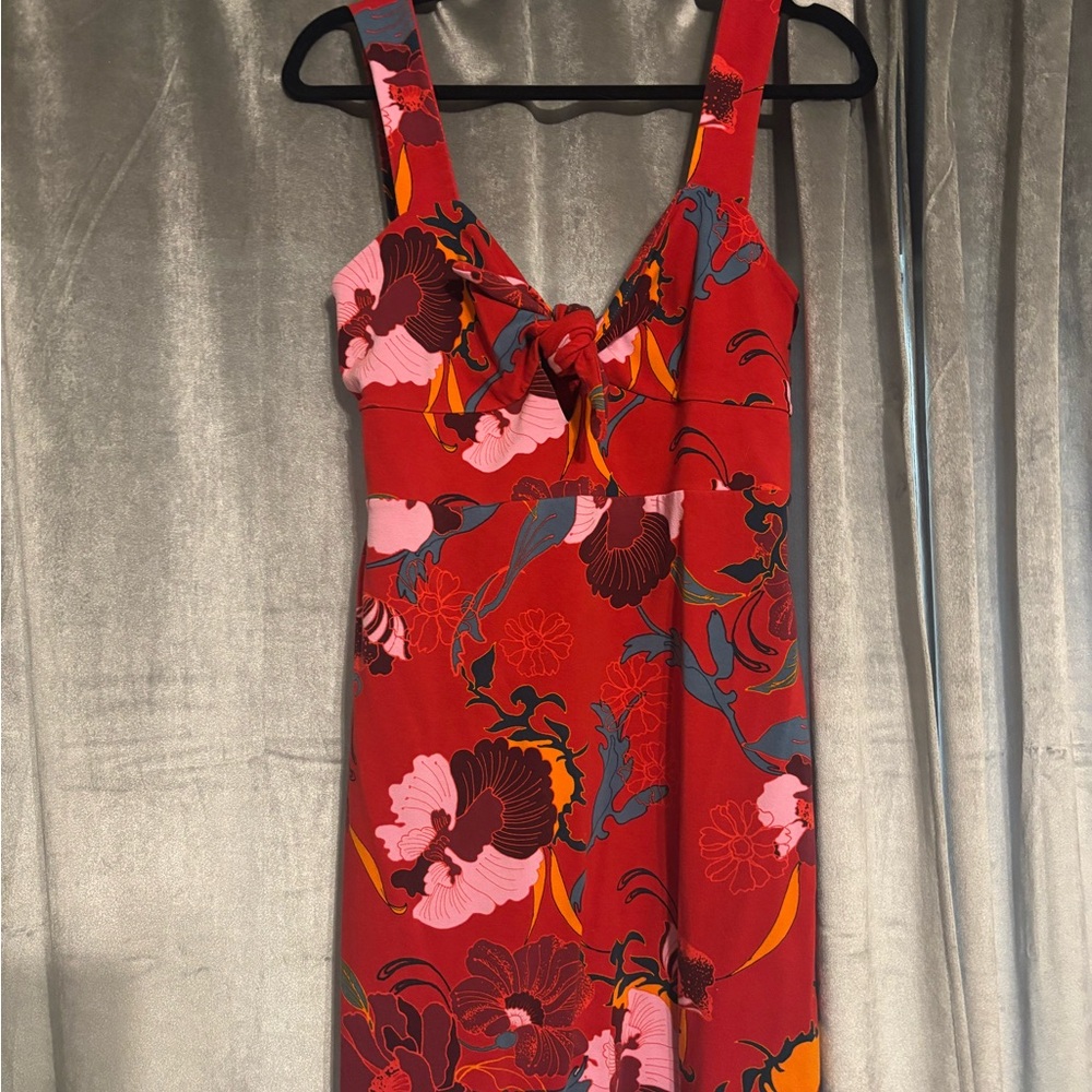Free People Red V-Neck Sleeveless Mini Sundress